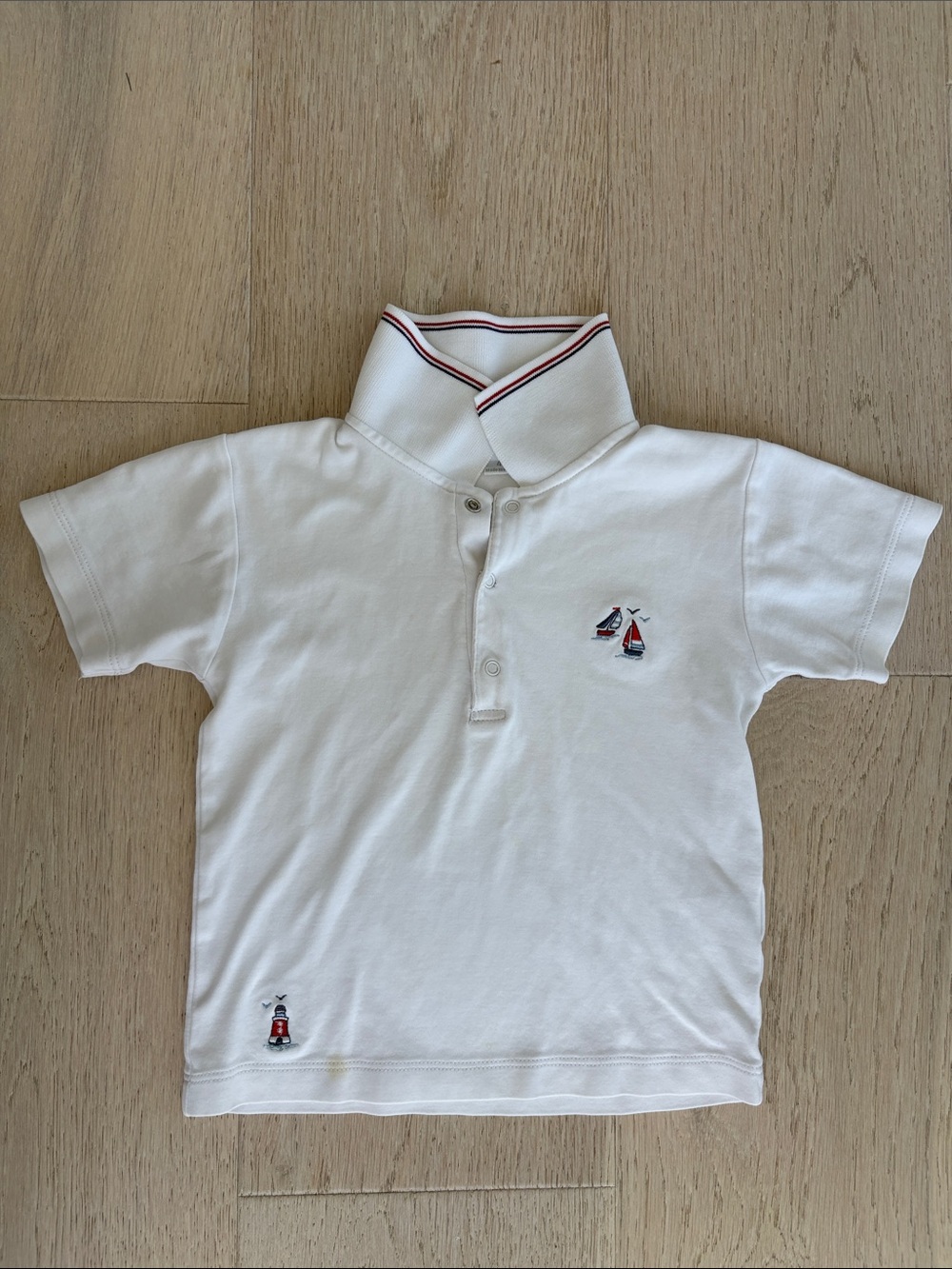 Kissy Kissy White Polo with Red & Navy Trim